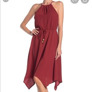 Halter Neck Drawstring SharkBite Dress